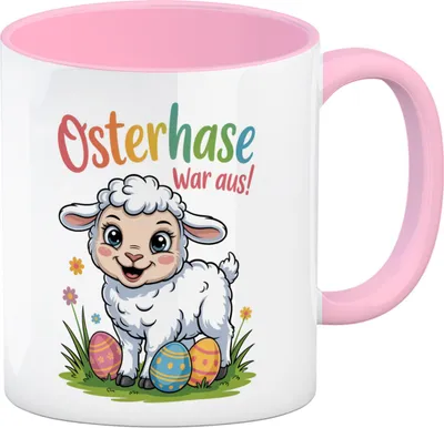 Produktbild von Osterlamm Kaffeebecher in rosa - Osterhase war aus