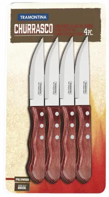 Immagine prodotto di Tramontina JUMBO Steakmesser, 4er Set, Fleischmesser, Messer, Klinge 12 cm, Edelstahl / Holz, Rot, 29899-150