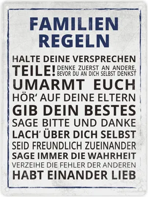 Produktbild von Familien Regeln Schild Blechschild Aluminiumschild Emailleschild