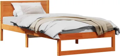 Image de Cadre de lit avec tête de lit Brun cire 80 x 200 cm Pin massif