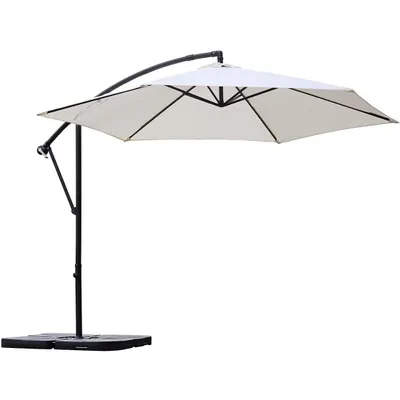 Produktbild von Sekey Ampelschirm 300 cm Aluminium, Knickbar, mit Kurbel & Ständer, UV50+ Schutz, für Terrasse und Balkon, Creme