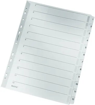 Obrázok produktu pre Leitz 4325-00-00 4325 Číselný index - 1-12, A4, kartón, 12 listov, sivá farba