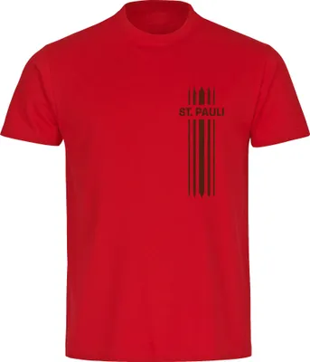Produktbild von multifanshop Herren T-Shirt - St. Pauli - Streifen, rot, Größe XL