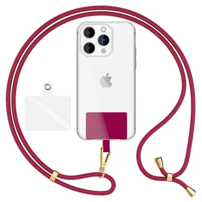 Produktbild von HoldMe Air Edition - Universal Lanyard mit 2 Pads & Karabinerhaken (gold) - 160cm Handyband zum Umhängen -  Bordeaux