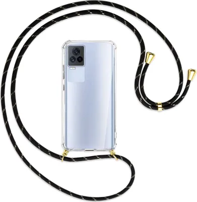 Produktbild von Handykette Backcover-Schutzhülle mit Band (Metall goldfarben) für vivo IQOO 7 - schwarz/gold
