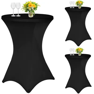 3 Stretch-Tischdecken für Stehtische Ø 70-75 cm, schwarz