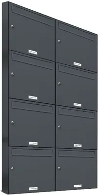 Produktbild von 8er Briefkasten Anthrazit Anlage 8 Fach Wandbriefkasten Postkasten