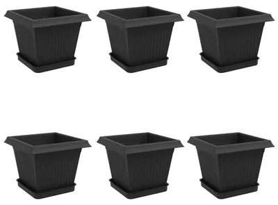 Obrázek produktu pro vidaXL Květináče, 6 ks, černé, 20 x 20 x 16 cm, plast