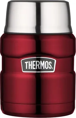 Image de Style Thermos alimentaire avec cuillère pliante et gobelet - rouge 470 ml