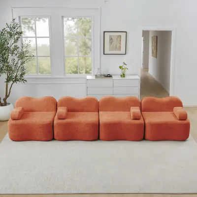 Produktbild von STILVORA 4-Sitzer Sofa aus 32D-Hochdichtschaum, Modulares Sofa mit tiefer Sitzfläche, Ecksofa mit beweglichem Armlehnenkissen