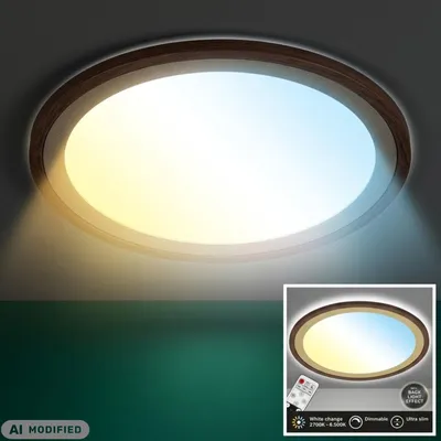 Produktbild von Deckenleuchte Briloner LED 22W Ø 42CM Deckenlampe Dimmbar CCT Panel Fernbedienung Gold-Braun