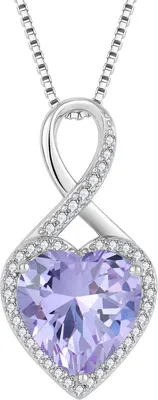Produktbild von FJ Unendlichkeit Kette Damen 925 Silber Herz Geburtsstein Halskette Alexandrit