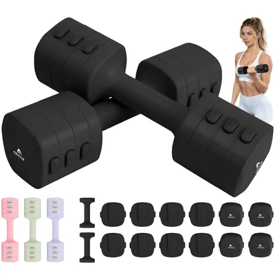 Imagen del producto de Juego de pesas 2 en 1: mancuerna y pesa rusa, ajustable, de 5 kg, para entrenamiento en casa