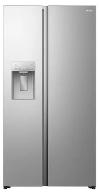 Produktbild von Hisense Freistehend Side-by-Side-Kühlschrank, 528 l, Freistehend, Amerikanische Tür, Grau, Edelstahl, 2 Tür(en), Berührung, LED