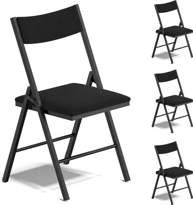 Produktbild von Klappstuhl Gepolstert 4er Set, bis 200 kg Belastbar, Klappstühle für Esszimmer Wohnzimmer