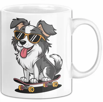 Produktbild von Hund Tierliebhaber Skateboard Tasse Geschenk Lustige Geschenkidee Spruch (Weiß)