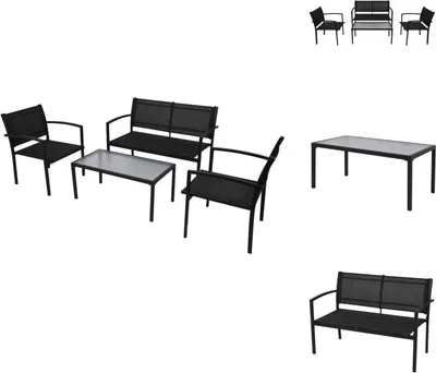 Produktbild von vidaXL 4-tlg. Garten-Lounge-Set Textilene Schwarz -  Gartenmöbel-Sets