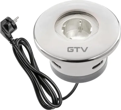 Produktbild von GTV - Möbelsteckdose SHUTTER, Einbausteckdose, 1x Schuko Steckdose, mit Praktischer Verschluss, Kabellänge 1,5m, Farbe Weiß, für Schreibtische, Tischplatte, Küchen und Büro