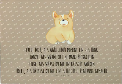 Produktbild von Mr. & Mrs. Panda Brotzeitplatte Corgie - Hundeglück - Geschenk, Schneidebrett, Corgi, Hund, Lebensfreude, Vesperplatte, Hackbrett, Frühstücksbrett, schneidbrett, Sprüche