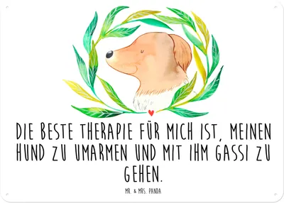 Produktbild von Mr. & Mrs. Panda Wandbild Hund Blumen DIN A5 - Weiß - Geschenk, Blechschild, Vierbeiner, Metallbild, Hunde, Dekoschild, Sprüche, tafel, Türschild, Hundetherapie, Umarmen