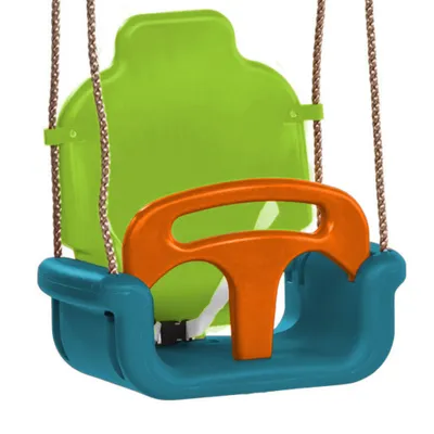 Immagine prodotto di Altalena per neonati Wickey con cintura di sicurezza per bambini piccoli in blu turchese/verde/arancione