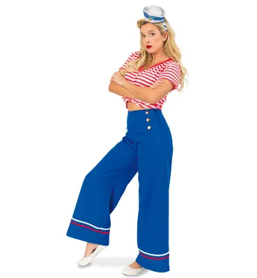 Produktbild von Matrosen Hose für Damen Sailor Seefahrt Kapitän Seemanns Frau (34)