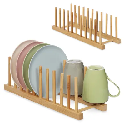 Abtropfset aus Bambus, 2er Set, je 10 Halter, natur