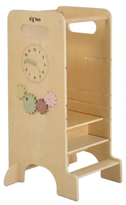 Produktbild von Moni Toys Big Ben 4-in-1 Hölzerner Lernturm mit Rutsche