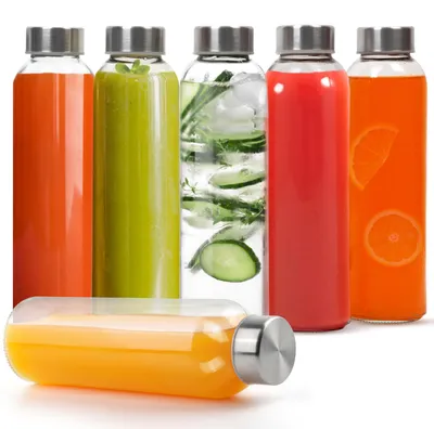 Image de Bouteilles d'eau en verre réutilisables avec bouchons (lot de 6, 500 ml)