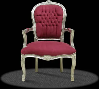 Produktbild von Barockstuhl Barock Stuhl Salon Salonstuhl Armlehne Pink Silber Stoff Esszimmer Wohnzimmer Büro Flur Schminkstuhl Klassisch Premium Luxus Modern Retro
