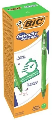 Zdjęcie produktu dla Długopis żelowy BIC Gel-ocity Quick Dry 0,7 mm zielony 12 sztuk