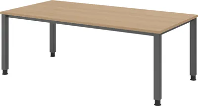 Produktbild von bümö Schreibtisch Serie-Q - Gestell: Graphit, Größe:  200 x 100 cm, Nachbildung: Eiche