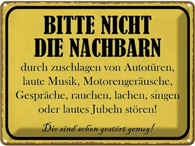 Produktbild von vianmo Blechschild 30x40 cm bitte nicht die Nachbarn stören Spruch Zitat