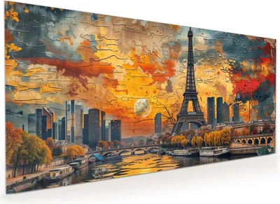 Produktbild von Küchenrückwand Spritzschutz Glas mit Motiv Eiffelturm Skyline 40 x 40 cm