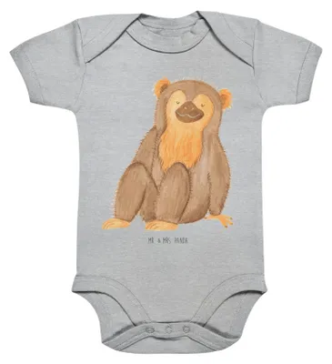 Produktbild von Mr. & Mrs. Panda overall baby Affe 12. - 18. Monat - Heather Grey - Geschenk, Babybody, babykleidung body, Strampler, Affen, Afrika, Liebe, Babystrampler, Selfcare