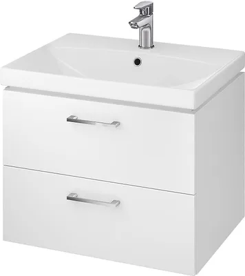 Produktbild von BADLAND Badmöbel Set Badezimmerschrank mit Keramikwaschbecken, 2-Schubladen LARA CITY 60 Weiß