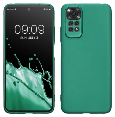 Produktbild von kwmobile Handyhülle für Xiaomi Redmi Note 11 / Note 11S Hülle - weiche Silikon Case metallisch schimmernd - Schutzhülle Cover - Metallic Dunkelgrün