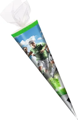 Produktbild von Schultüte / Zuckertüte / 35cm / rund / Tüllverschluss / "Fußball"