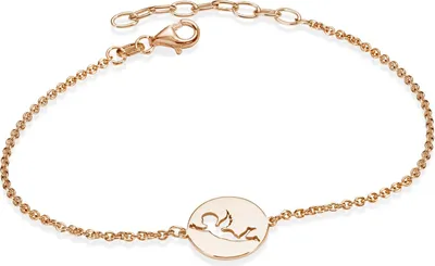 Produktbild von MATERIA Engel Armband Frauen Rosegold Armkette 925 Silber vergoldet mit Anhänger rund 16-19cm verstellbar SA-115-Rose