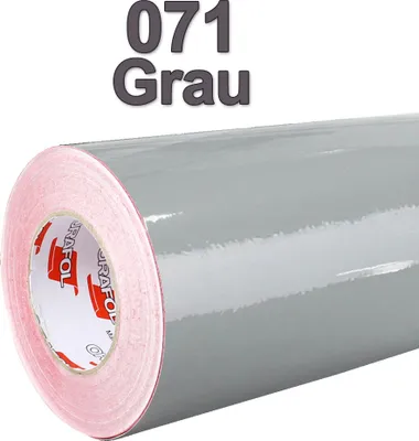 Produktbild von (5,60€/m²) Oracal® Möbelfolie 071 Grau Glanz 63 cm Breite Laufmeterware selbstklebende Folie Plotterfolie Klebe Folie Oracal 621 glänzende Küchenfolie
