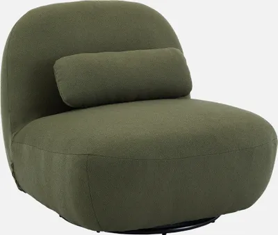 Produktbild von sweeek - 360°-Drehsessel mit strukturiertem Bouclé-Bezug - Dunkelkhaki