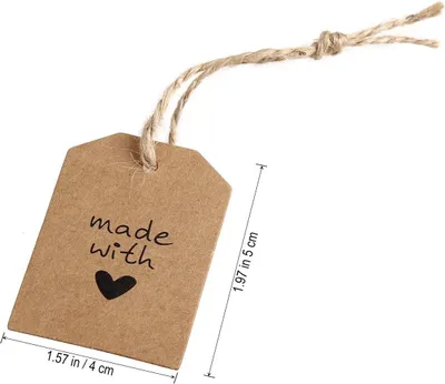Produktbild von Oblique Unique 20 Geschenkanhänger Etiketten Hochzeitsdeko Geschenkdeko Anhänger mit Schnur und made with Love Motiv