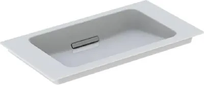 Zdjęcie produktu dla Geberit ONE - Umywalka meblowa 750x400x130 mm, ukryty przelew, bez otworu na baterię, odpływ poziomy, KeraTect, biały 500.391.01.2