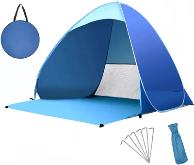 Produktbild von Strandmuschel, Pop-Up Strandzelt, Automatik Strandzelt für 2-3 Personen, UV-Schutz, Blau