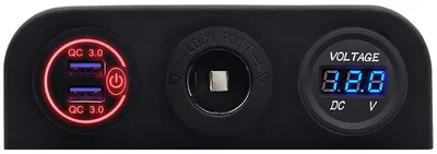 Produktbild von ProRide 12V USB 2-Port QC3.0 mit Voltmeter & 12/24V Steckdose