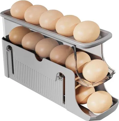 Produktbild von Eierhouder für den Kühlschrank mit automatischer Eierausgabe und abziehbarer Eierbox.
