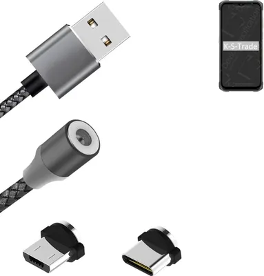 Produktbild von K-S-Trade Hochwertiges Magnet-Lade-kabel Sync-Kabel Daten-Kabel für Ulefone Armor 12 5G mit USB-Typ-C-Anschluss und Micro-USB-Anschluss 2A bis zu