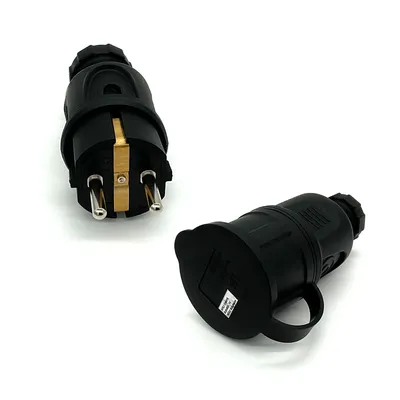 Produktbild von ARLI Schutzkontaktstecker + Schutzkontaktkupplung mit Deckel 16A IP44 – Set