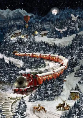 Produktbild von A4-Wand-Adventskalender - Weihnachtsexpress in Winterlandschaft