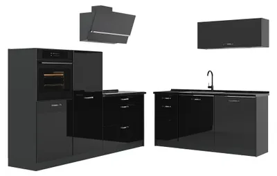 Imagen del producto de Mueble de cocina Vicco R-Line Negro brillo intenso/Antracita 220 cm sin encimera, Model 66309
